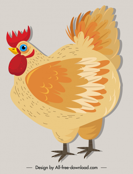 icono de gallina colorido diseño retro plano