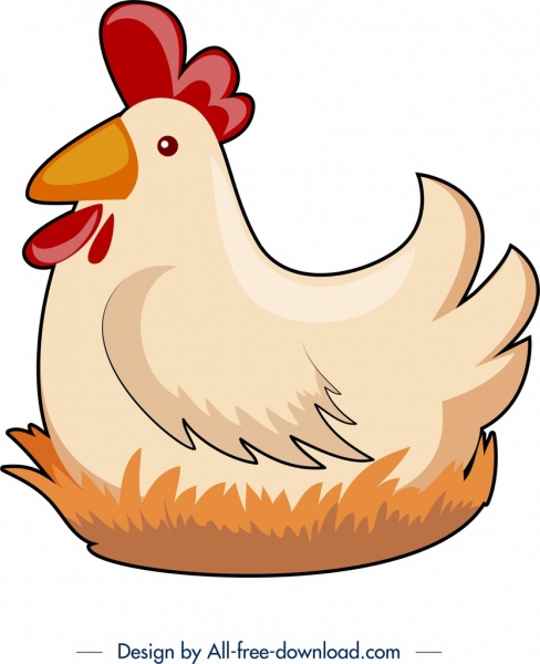 icono de gallina colorido boceto plano