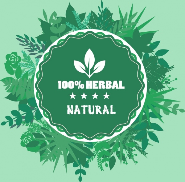 produk herbal lencana template hijau lingkaran daun dekorasi