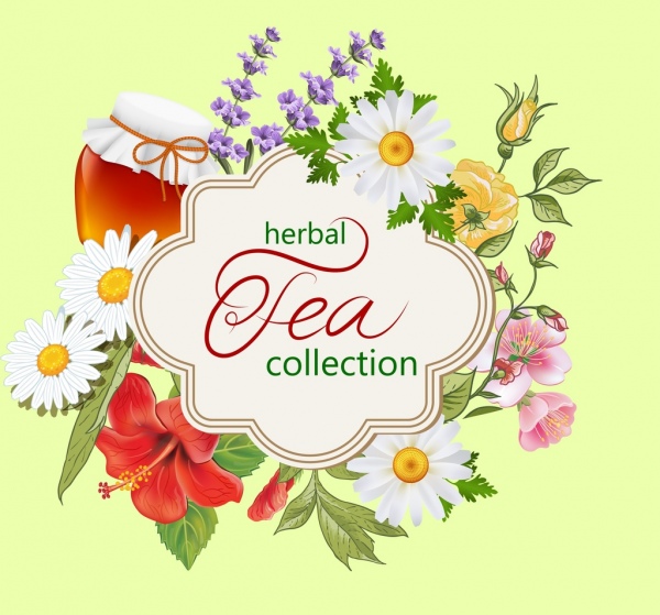 teh herbal latar belakang bunga-bunga berwarna-warni yang cerah dekorasi