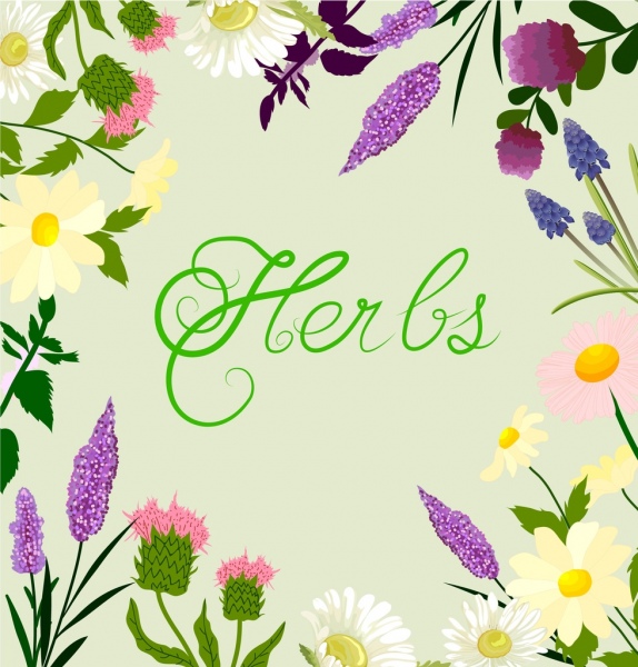 herbal latar belakang warna-warni bunga hiasan Kaligrafi desain