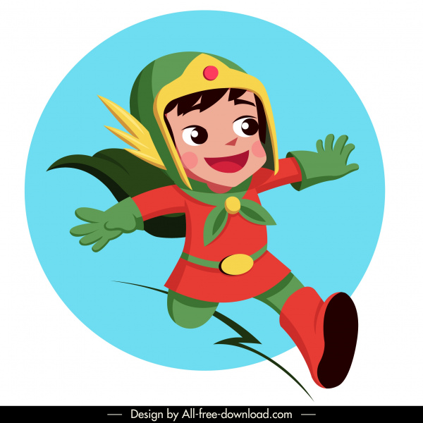 英雄女孩圖示超女服裝素描卡通人物