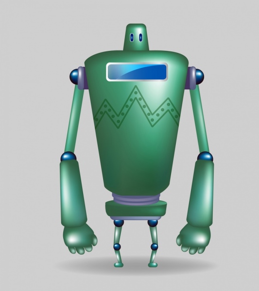 герой робот значок блестящий зеленый дизайн