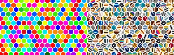 Hexagon mulus pola set dengan gaya yang berwarna-warni