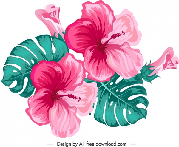 Иконка цветка гибискуса красочный классический дизайн