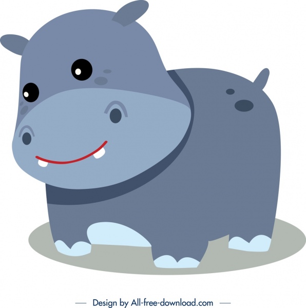 ícone de animal de hipopótamo esboço de personagem de bonito dos desenhos animados