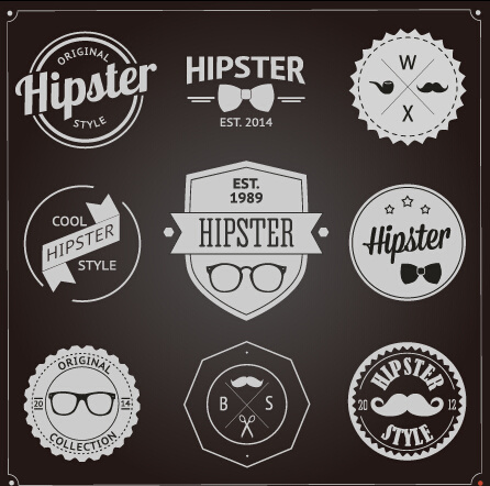 Etiquetas e emblemas de estilo hipster gráficos vetoriais
