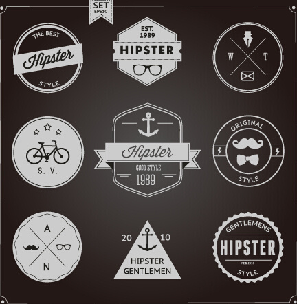 Etiquetas e emblemas de estilo hipster gráficos vetoriais