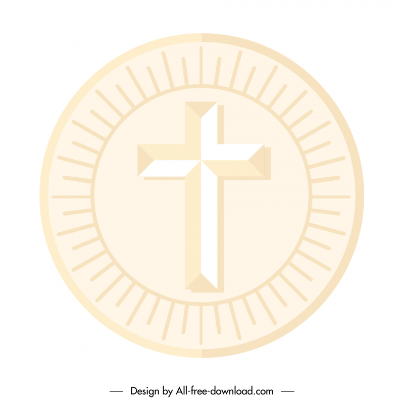 ikon tanda tuan rumah salib suci bentuk lingkaran datar