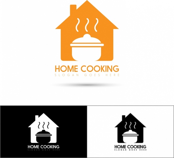 Home cooking pot iconos logo sets casa decoracion