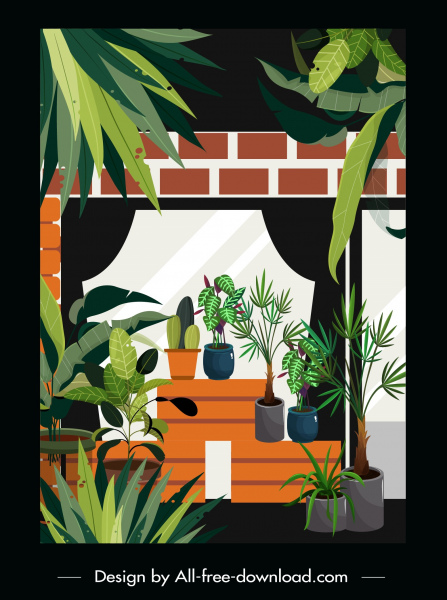 홈 장식 템플릿 하우스 식물 장식 클래식 디자인