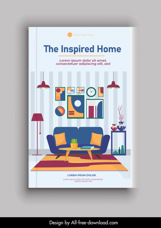 Template sampul buku interior rumah desain modern yang elegan