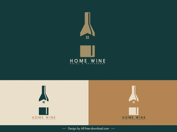 Home Wein Logo Vorlage farbige flache Skizze