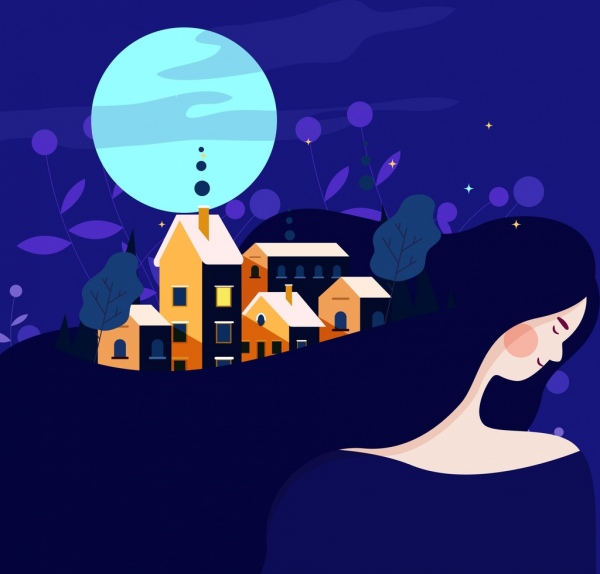 Kobieta za domem malowanie domów moonlight ikony