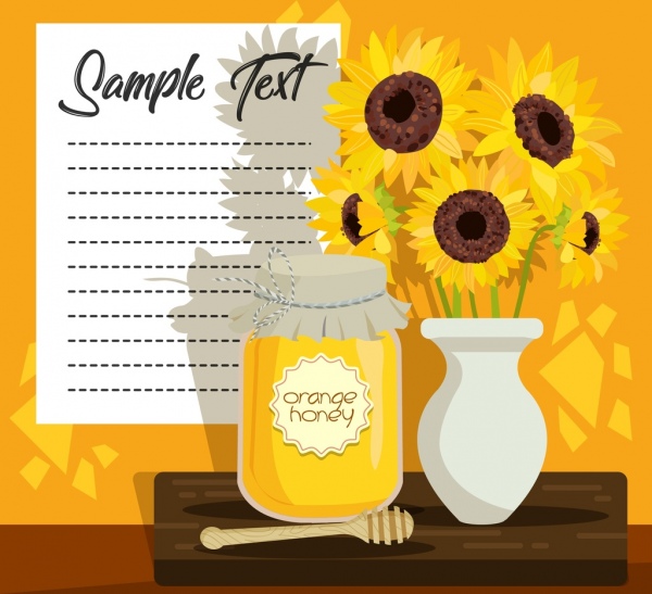 spanduk iklan madu dekorasi pot bunga matahari