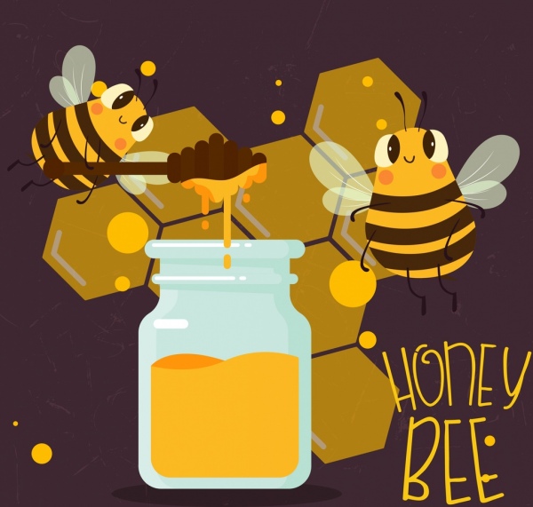 العسل المنتج الإعلانات خلية النحل جرة عصا الرموز ديكور