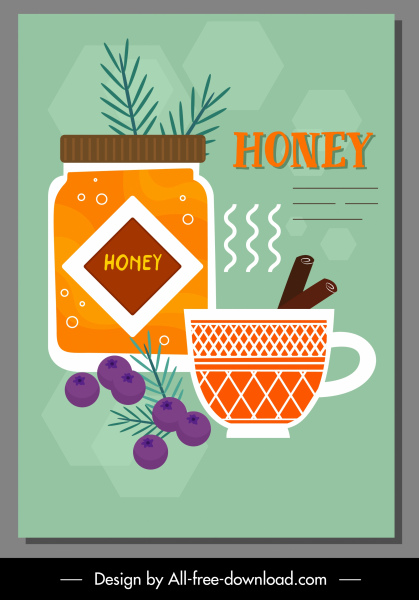 mật ong trà quảng cáo poster cổ điển phẳng thiết kế