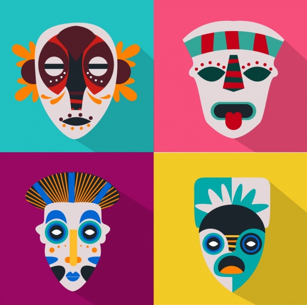 máscaras de terror iconos de diseño clásico