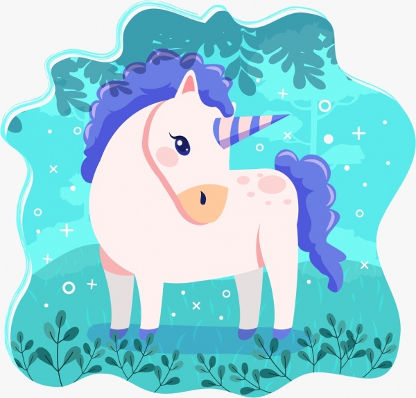 latar belakang kuda Unicorn ikon warna-warni desain