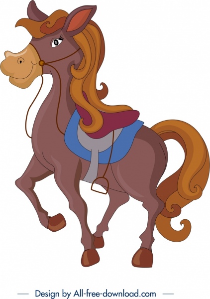 馬のアイコン色の漫画のキャラクター デザイン