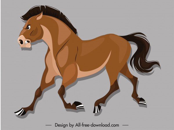 croquis de dessin animé coloré d'icône de cheval