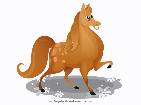 ícone cavalo esboço de desenho animado bonito