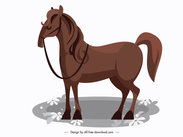 ikon kuda sketsa coklat gelap