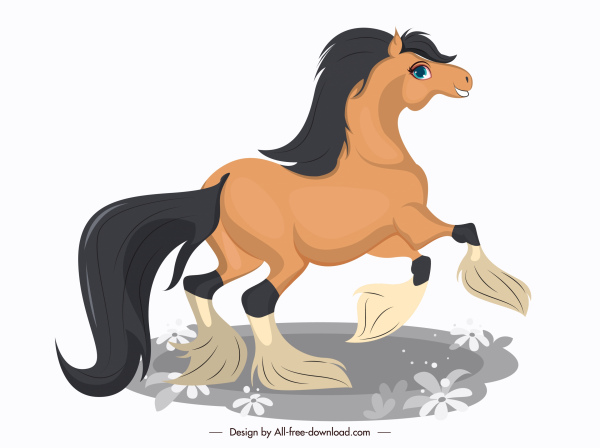 馬のアイコン絵画かわいい漫画のデザインモーションスケッチ