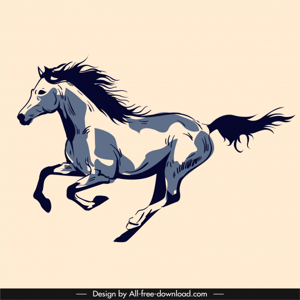 pintura de caballos boceto dinámico vintage dibujado a mano boceto
