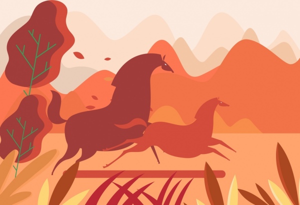 الحصان اللوحة المسطحة الداكنة الديكور الكلاسيكي الأحمر