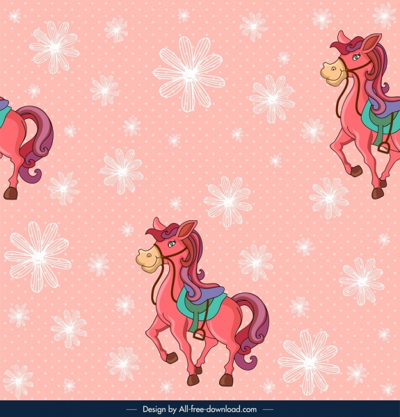 Horse Pattern Template Pink Decor Cute Cartoon Design-vector Cartoon-free  Vector Free Download