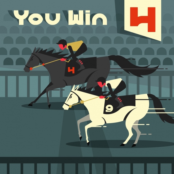 croquis classique de dessin animé de peinture de course de cheval