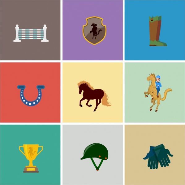 elementi di progettazione corse di cavalli colorati simboli isolamento