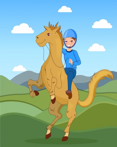 الحصان ركوب اللوحة الملونة حرف الكرتون