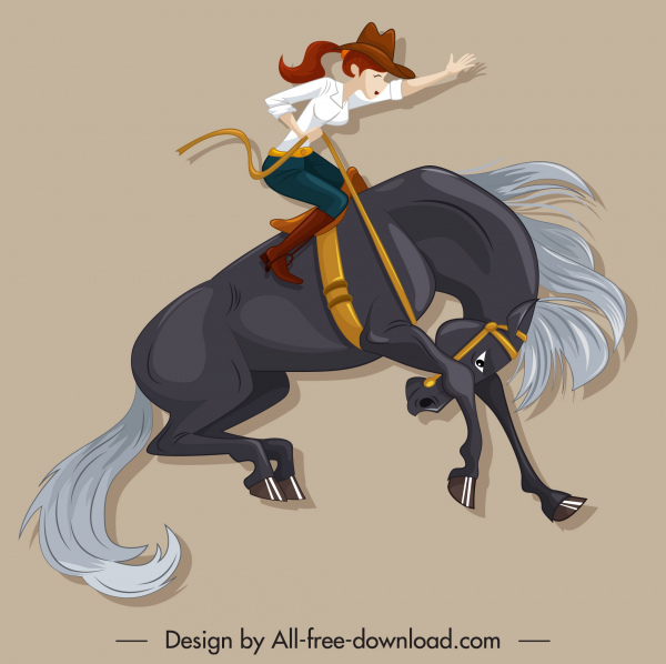 desenho de ícone de desempenho a cavalo dinâmico design desenho de personagem desenho animado