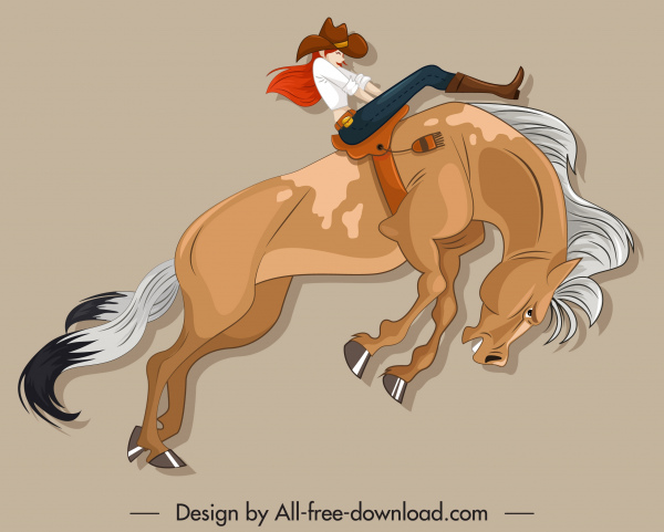 حصان رمز الأداء رسم الرسوم المتحركة تصميم ديناميكي