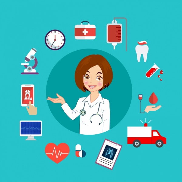 Hospital Design Elements Doctor Healthcare Symbols Circle Layout