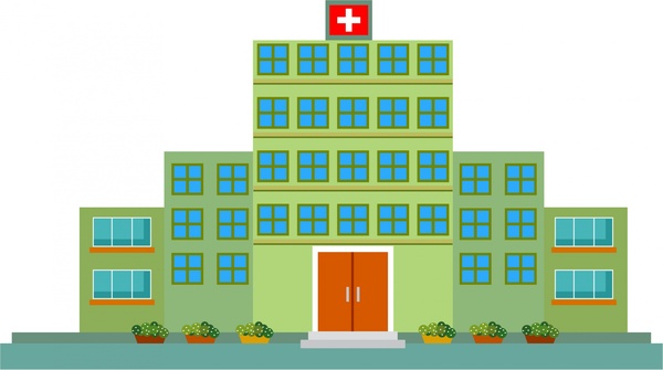 abbozzo di disegno di ospedale nel colore verde
