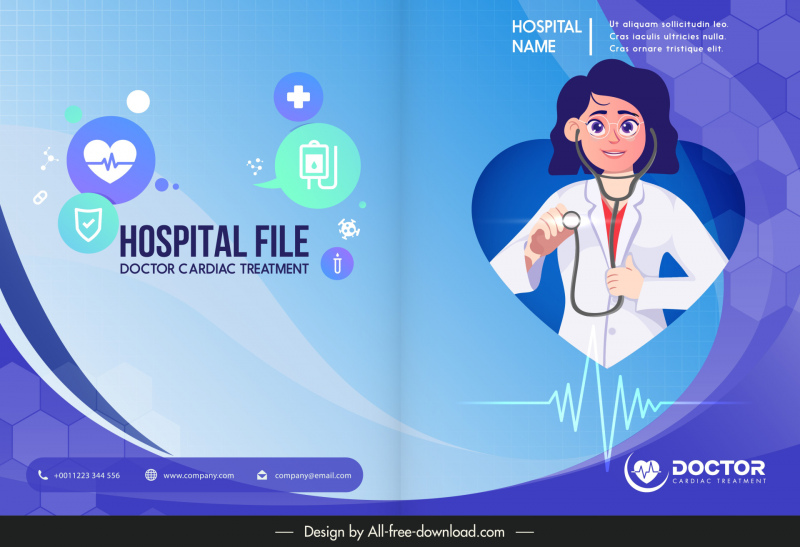 file rumah sakit dokter template sampul leaflet perawatan jantung