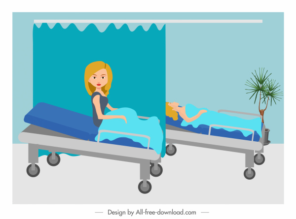 Krankenhaus Malerei Patienten Skizze Cartoon-Design