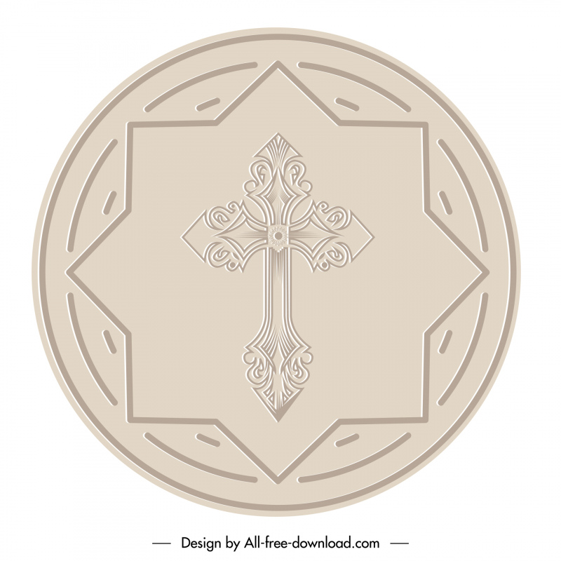 ikon tanda agama tuan rumah sketsa salib suci desain geometri simetris