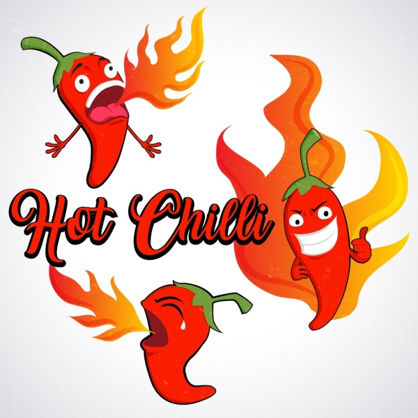 hot Chili Designelemente stilisiert lustig Cartoon-design