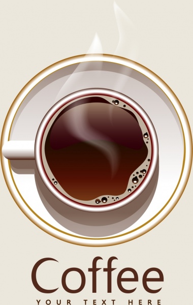 كوب القهوة الساخن رمز مشرق تصميم