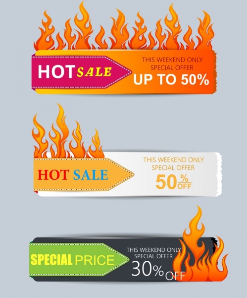 Hot penjualan banner set api ikon dekorasi