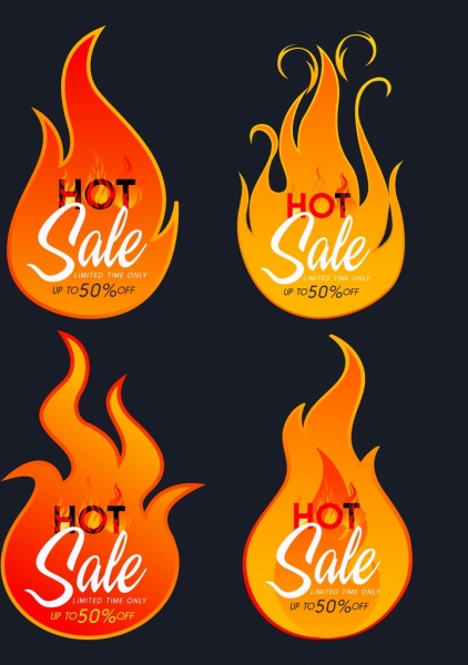 Горячие продажи дизайн элементы красный пламени значки