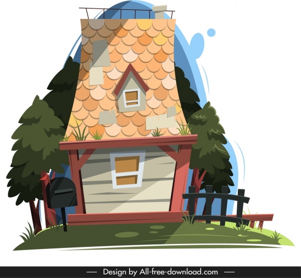房子山寨模板五颜六色的古典瓷砖屋顶装饰