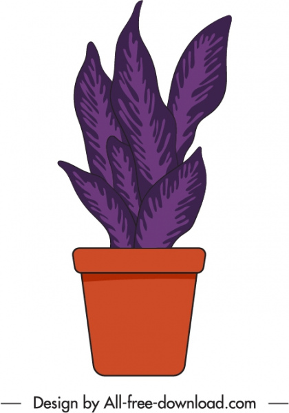 Hauspflanze Icon flaches Design handgezeichnetklassisch