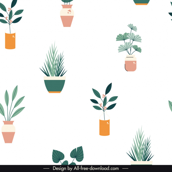 Zimmerpflanzen Muster Vorlage helle bunte flache Skizze