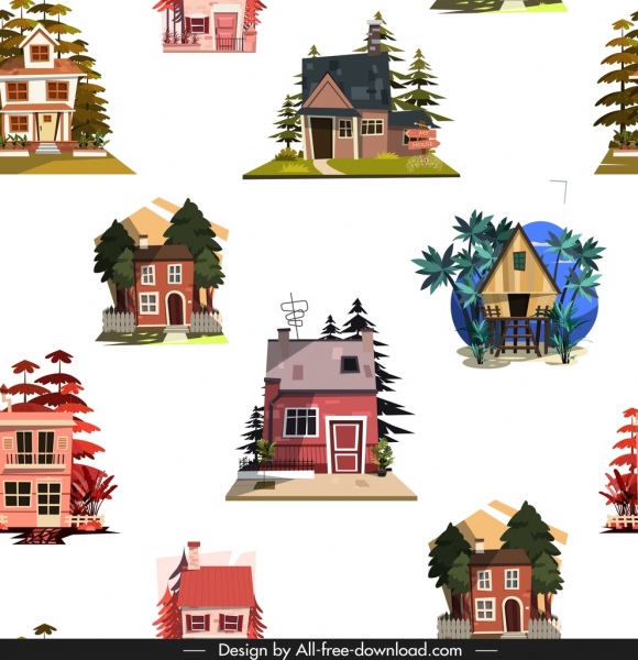 Häuser Muster bunt klassische wiederholten Skizze