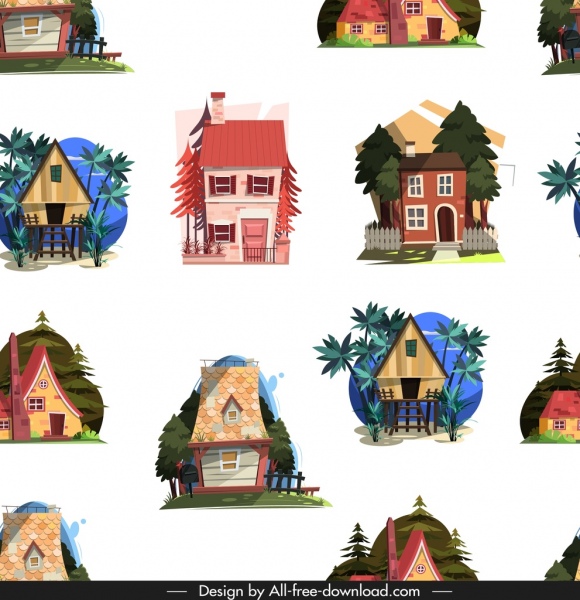 Häuser Muster bunt klassische wiederholten Skizze